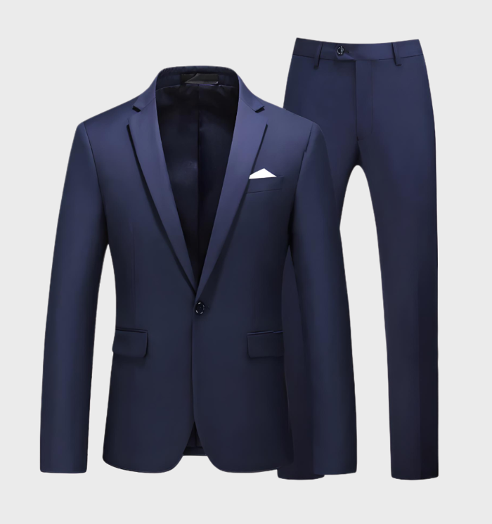 2-delige set van mannen effen kleur reverskraagpak met zakken in combinatie met een formele broek