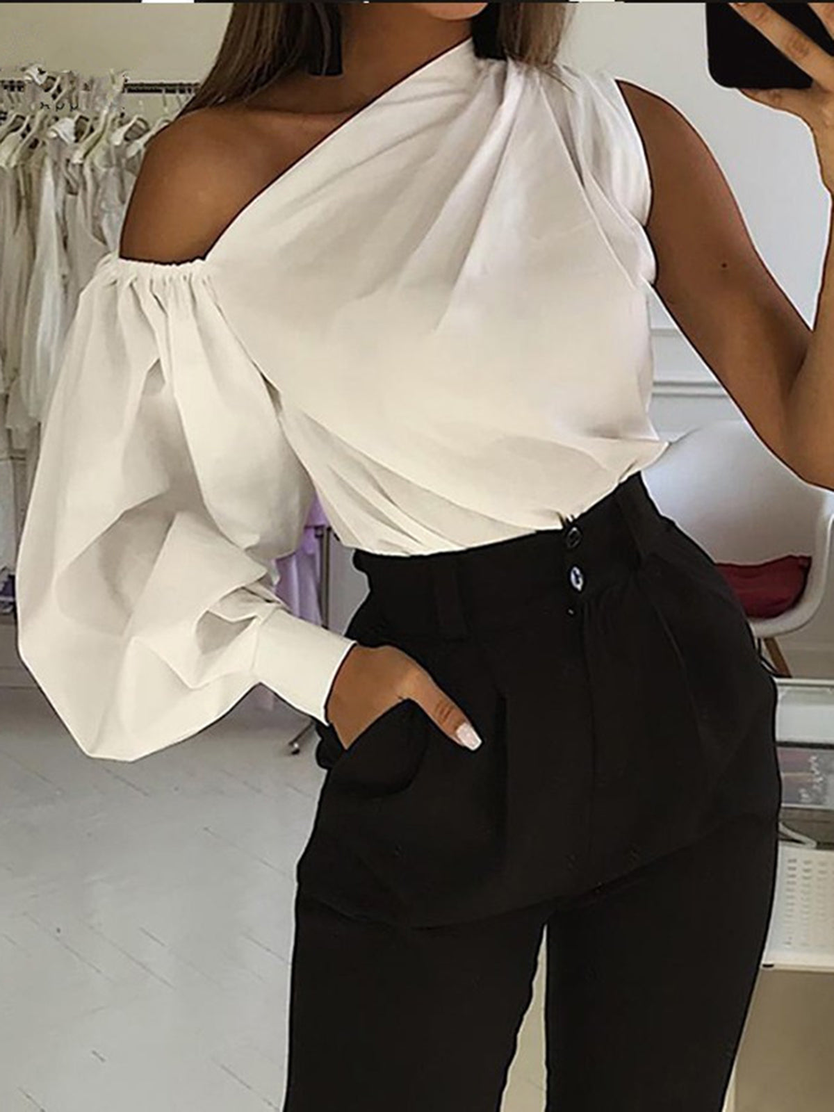 Asymmetrische Off Shoulder Blouse