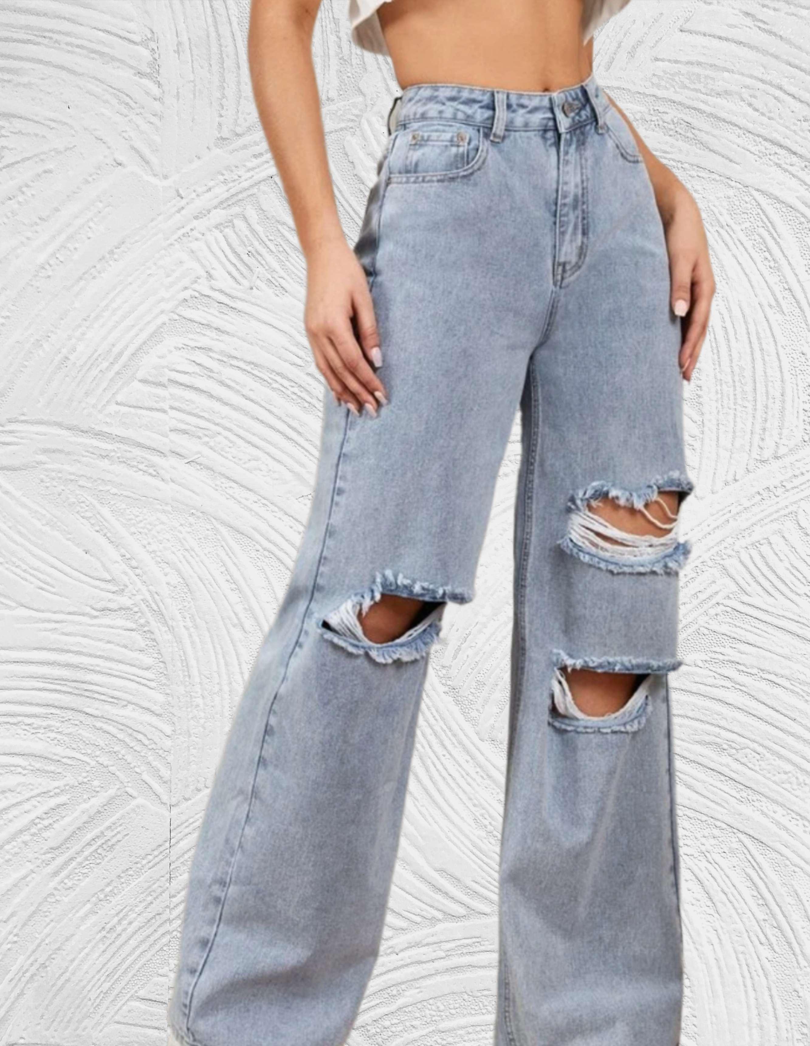 Clarissa - Losse jeans met hoge taille en gescheurd ontwerp - Miller-Mode